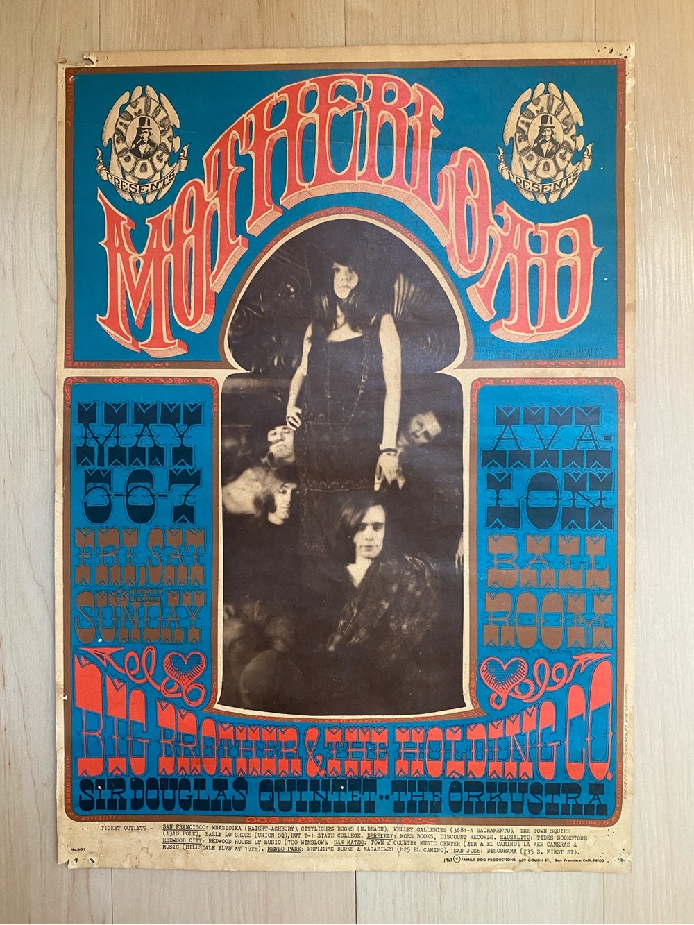 Original 1960’s Janis Joplin Big Brother and the Holding Company Poster